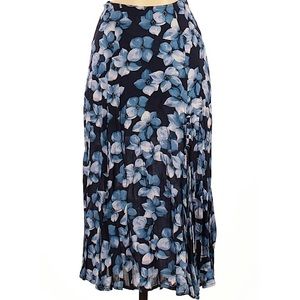 Blue floral midi skirt lily side slit